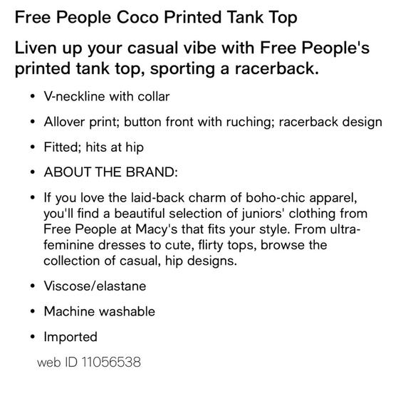 Free People Coco NWT Black & White Printed Ruched Tank Top. Racerback Women’s S - Picture 4 of 4